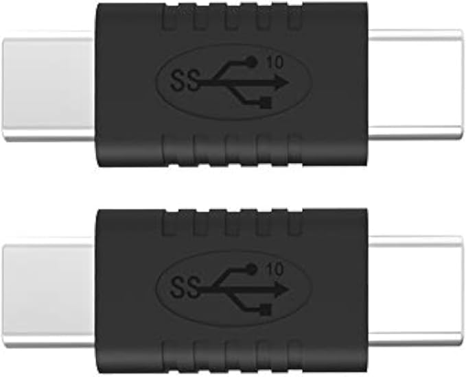 Type C Male to Type C Male Adapter Support Data Synchronization and Charging USB C to USB C Cable 3.1 Gen 2 10Gbps 60W Converter, 2-Pack