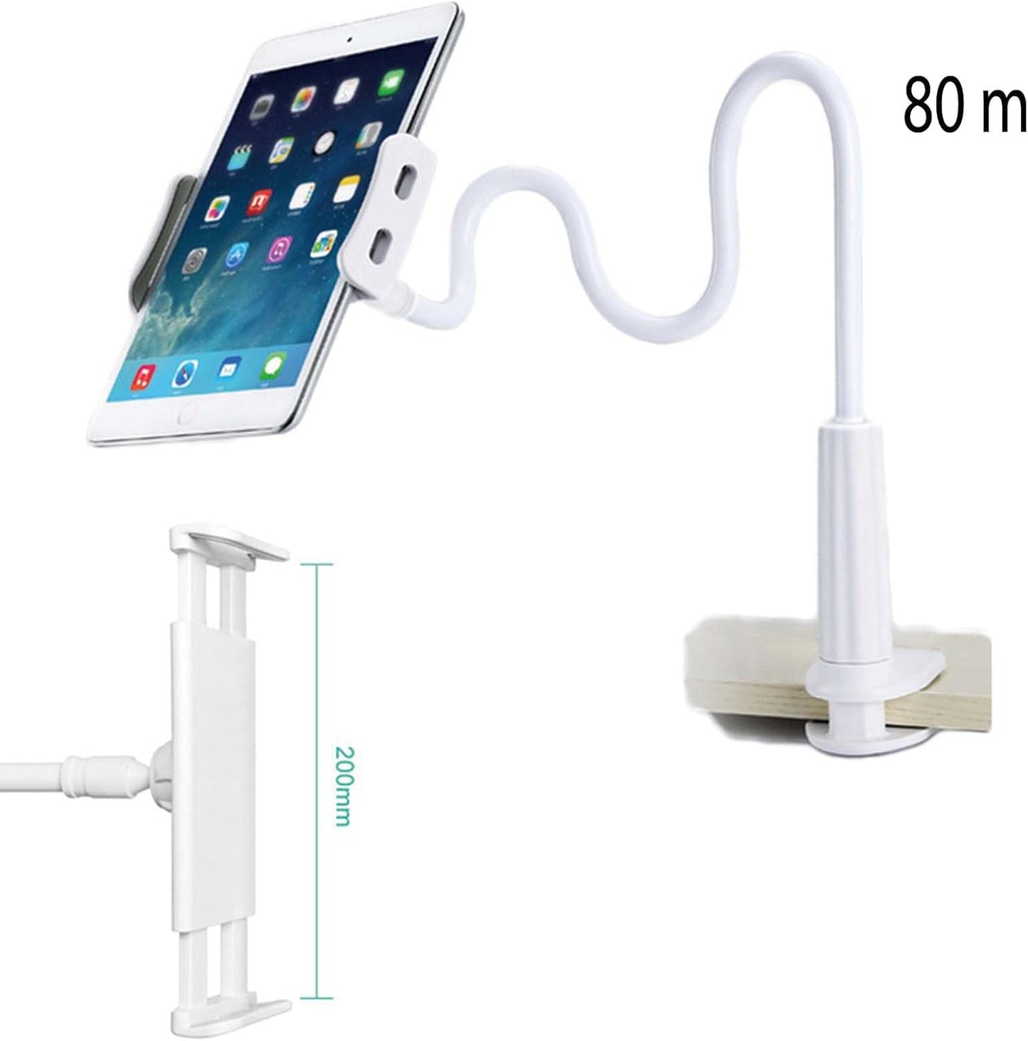 Gooseneck Phone Holder, 360° Rotate Support Rod, One-Hand Adjustable Cell Phone Holder for Desk, Headboard, Nightstand