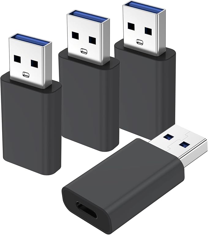 4 Pack USB to USB C Adapter, USB-C Female to USB Male Adapter,OTG Charger Converter Compatible for Apple Watch Ultra iWatch/iPhone/Pro Max Plus/Airpods/iPad 9 10 Air 5 Mini 6/Car/Samsung
