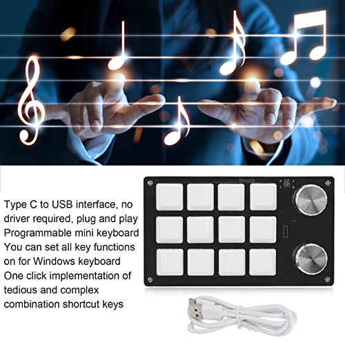 Zerodis Macro Mechanical Keyboard - One Handed 12 Key Multifunction DIY Programmable Keypad for Gaming