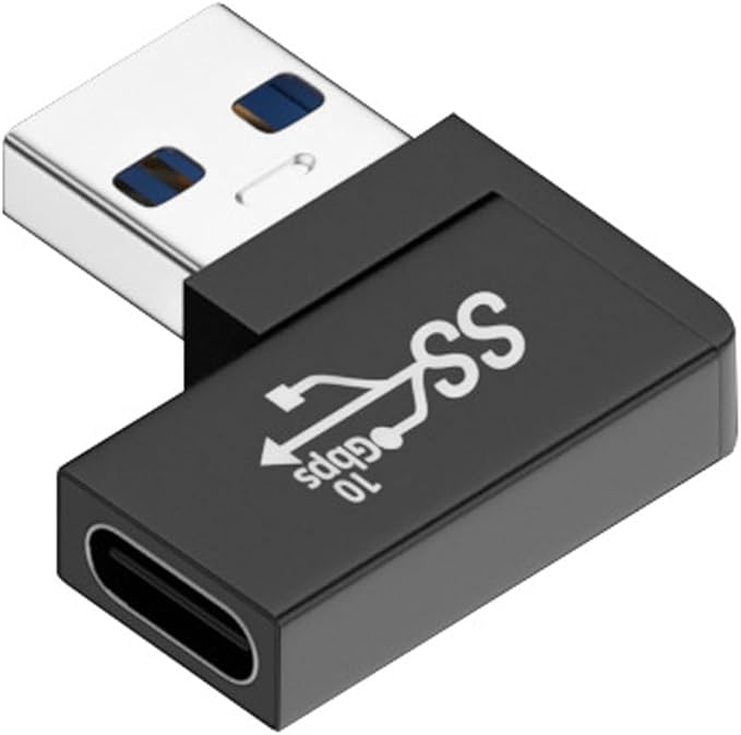 CY USB-C Type C Female to USB 3.0 A Male Data Adapter Flat Horizontal 90 Degree Left Angled for Laptop Desktop
