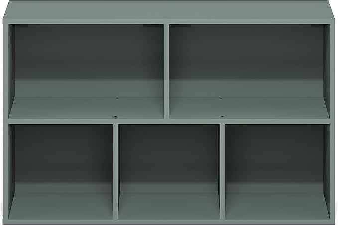 Furinno LUDER Book Shelf, 5-Cube Bookshelf, Reversible Bookcase, 9.4" x 19.5" x 31.5", for Living Room, Bedroom, Home Office, Sage Green