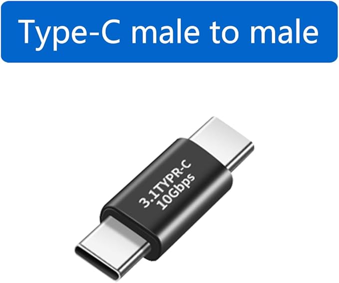 (2Packs USB C Male to Male Adapter,USB C Full-Featured,Support 10GBbps Rate, Audio and Video, Fast Charging Adapter，C-Type Double Plug，Mobile Phone Laptop USB 3.1 Charging Converter