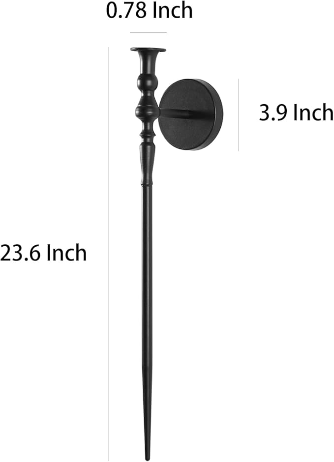 Tim&Lin Wall Sconce Candlestick Holder Set of 2, Large Black Scepter Gothic Design Metal Wall Candle Holder, Home Wall Decoration for Living Room, Bathroom, Dining Room
