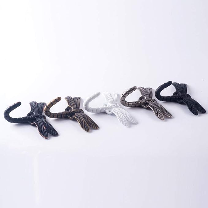 2pcs Dragonfly Coat Hooks Decorative Creativity Wall Mounted Hanger Hook for Home Handbag Key Towel Bathrobe (Ancient Silver)