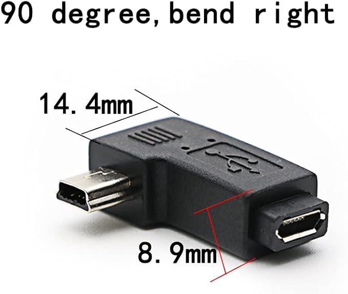 90 Degree Left & Right Angle Mini USB Male to Micro USB Female Connector Adapter 3-Pack