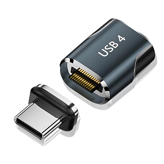 Upgraded Magnetic USBC to USB C Adapter, 240W PD Fast Charging, Thunderbolt 4 Type-C 4.0 Extender, 80Gpgs, 24 Pin, Elbow 90 Degree for Laptop, MacBook Pro Air USB C Extender