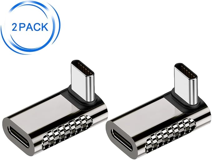 2 pcs USB-C Male to USB-C Female Adapter, 100W 20Gbps Data Transfer USB Type C PD Extender，Suitable for Laptop Charging, Mobile Phone, Tablet Data Transmission (Right Angle)
