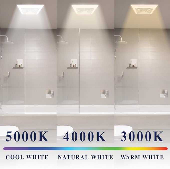 BV LED Bathroom Exhaust Fan With Light 110CFM - 1.2 Sones, Ultra Quiet, 800lm | Bathroom Vent Fan 3000K/4000K/5000K, Covers up to 110 sq. ft. | 4 Inch Duct Collar, Easy Install & Replace