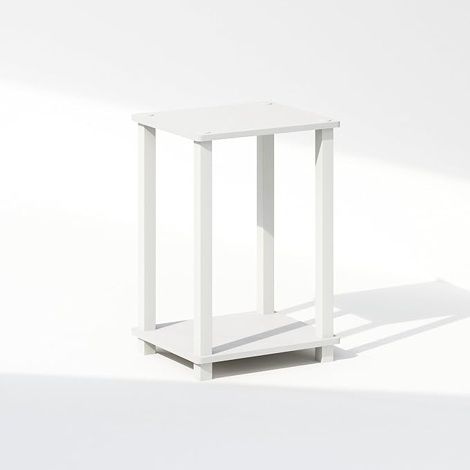 Furinno Simplistic Night Stand, 2-Tier Small Nightstand with Open Shelf, Toolless Assembly Bedside Table, End Table, Side Table, for Bedroom, Living Room, White