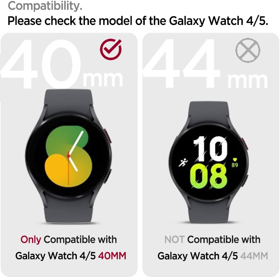 Miimall Waterproof Case for Samsung Galaxy Watch 4 & 5 40mm, Protective Bumper Case with Tempered Glass Screen Protector