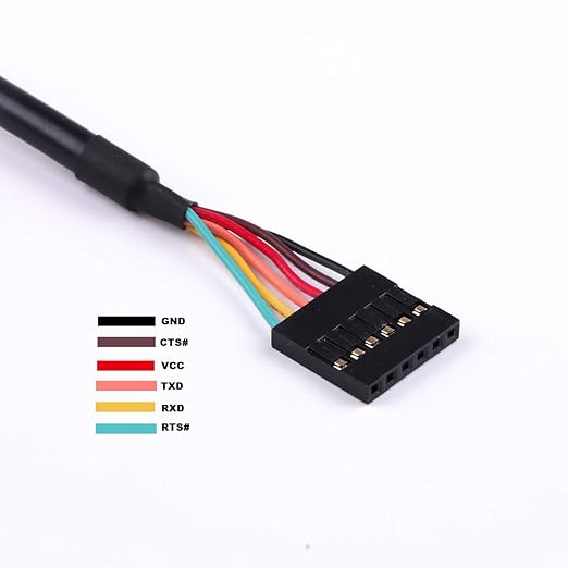 USB to 5v TTL UART Serial Cable 6 Way 0.1" Pitch Terminated Connector 5.0V Signalling Converter Adapter Cable 6FT Compatible TTL-232R-5V