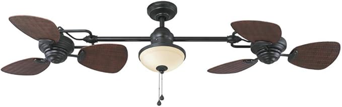 Harbor Breeze Twin Breeze Ii 74-in Oil-rubbed Bronze Outdoor Downrod Ceiling Fan