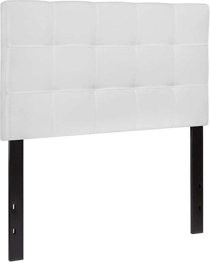 Flash Furniture Bedford Box Stitch Tufted Upholstered Twin Size Headboard in White Fabric