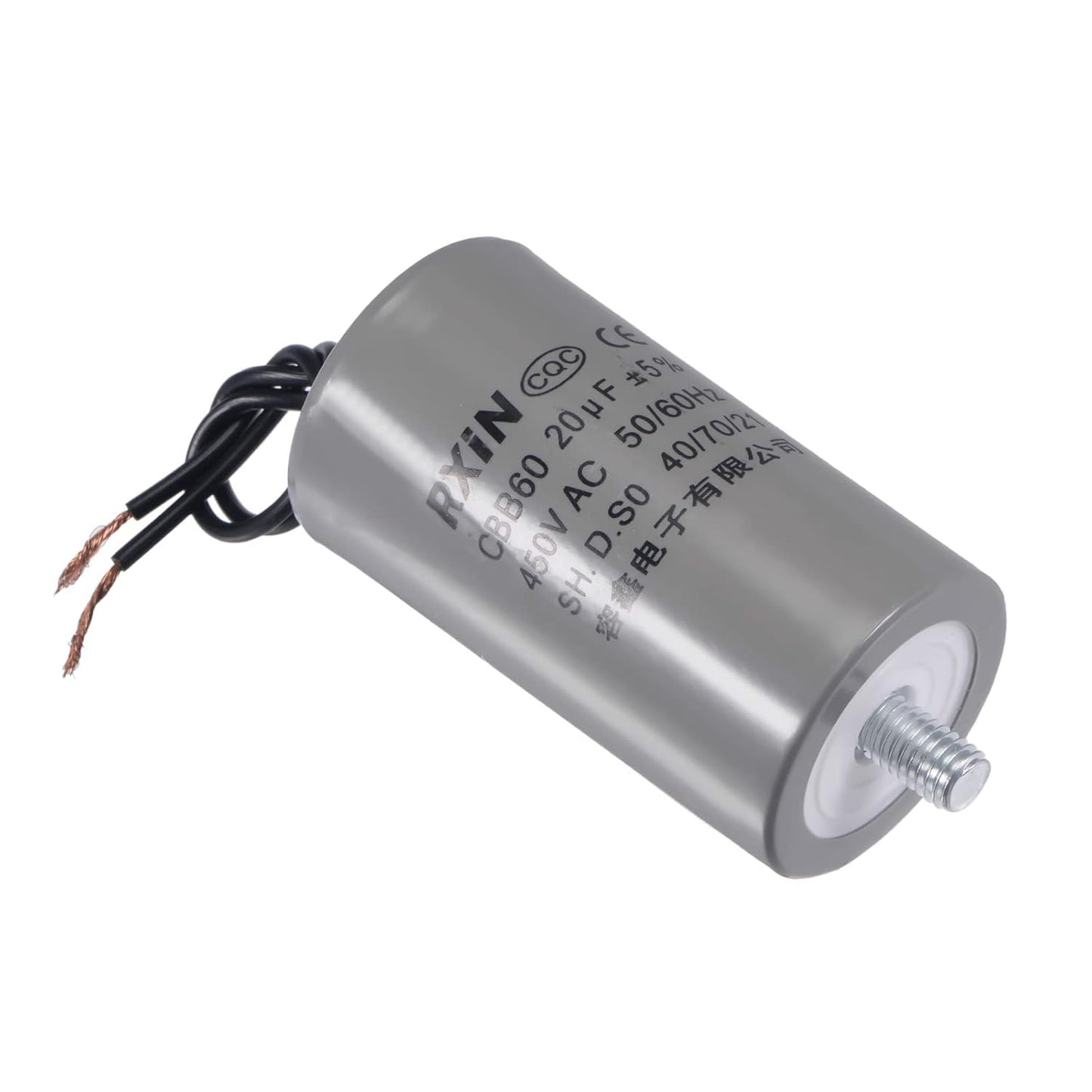 YOKIVE CBB60 Run Capacitor, 450V AC 20uF 50/60Hz with M8 Fixing Stud, Low Loss Round Capacitor for Washing Machines
