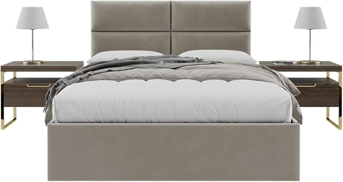 Vänt Upholstered Wall Panels - Queen/Full Size Wall Mounted Velvet Headboards - Velvet Sand Storm - Set of 4 Panels (Each Individual Panel 30"x11.5")