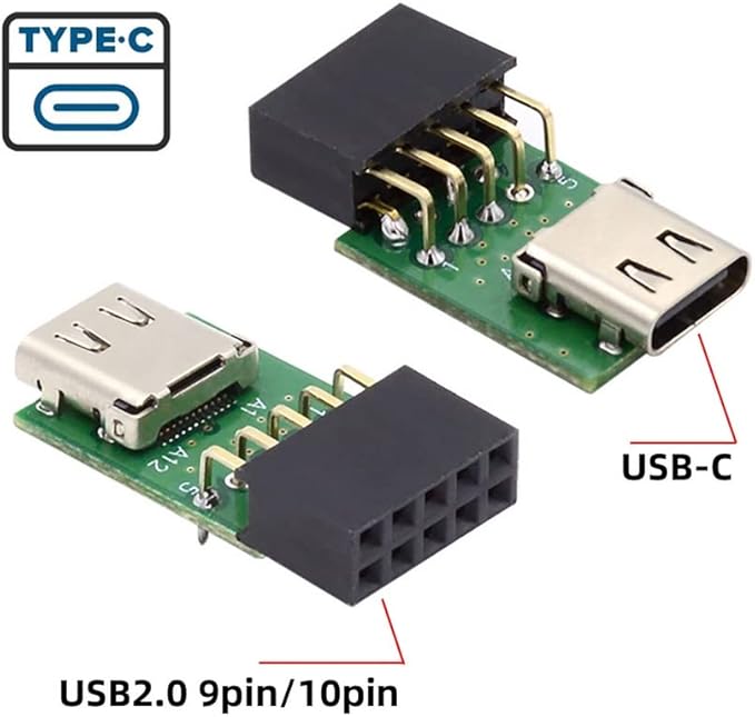 CY Adapter Single Port USB 3.1 Type C USB-C Female to USB 2.0 Motherboard 9pin 10pin Header Adapter PCBA 480Mbps