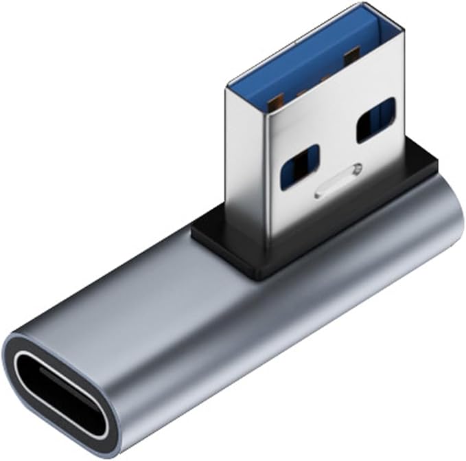 CY USB-C Type C Female Low Profile 90 Degree Left Angled to USB 3.0 A Male Data Adapter for Laptop Desktop