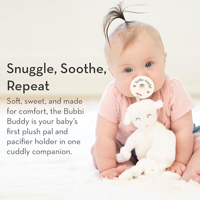 Pacifier Holder with Detachable Pacifier by Bella Tunno, Soft Animal Lovey Snuggle Toy Attaches to Teethers, Baby Gift for Newborn Boys and Girls, Babies 0+ Months, Dog