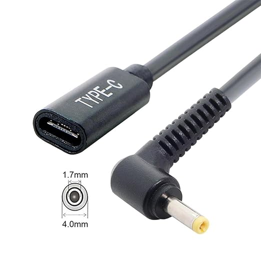 NFHK Type C USB-C Female Input to DC 4.0 * 1.7mm Power PD Charge Cable fit for Laptop 18-20V