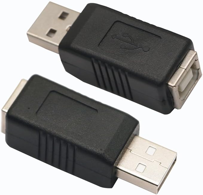 USB 2.0 Adapter, 2 Pack USB Type A Male to Type B Female Printer Scanner Cord, for Hard Drive Scanner Adapter