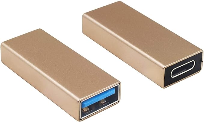 Duttek USB C Female to USB Female Adapter, Bi-Directional Type A to Type C OTG Adapter Converter Support 5 Gbps Data Sync and Charging for Laptop, PC 2 Pack (Champagne)
