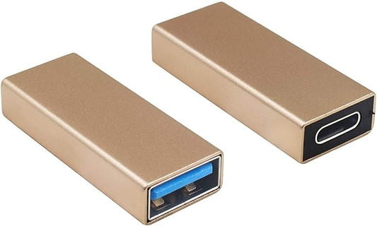 Duttek USB C Female to USB Female Adapter, Bi-Directional Type A to Type C OTG Adapter Converter Support 5 Gbps Data Sync and Charging for Laptop, PC 2 Pack (Champagne)