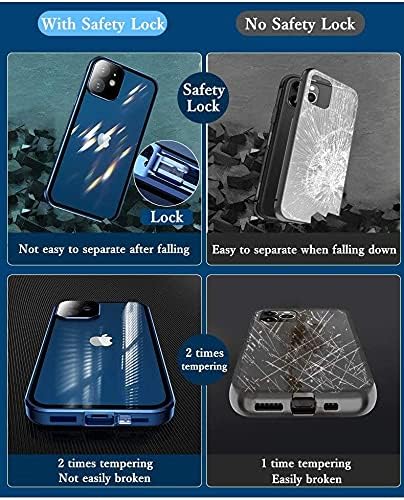 HENGHUI Lockable Case for iPhone 13 - Magnetic Glass Case with Camera Lens Protector and Safety Lock