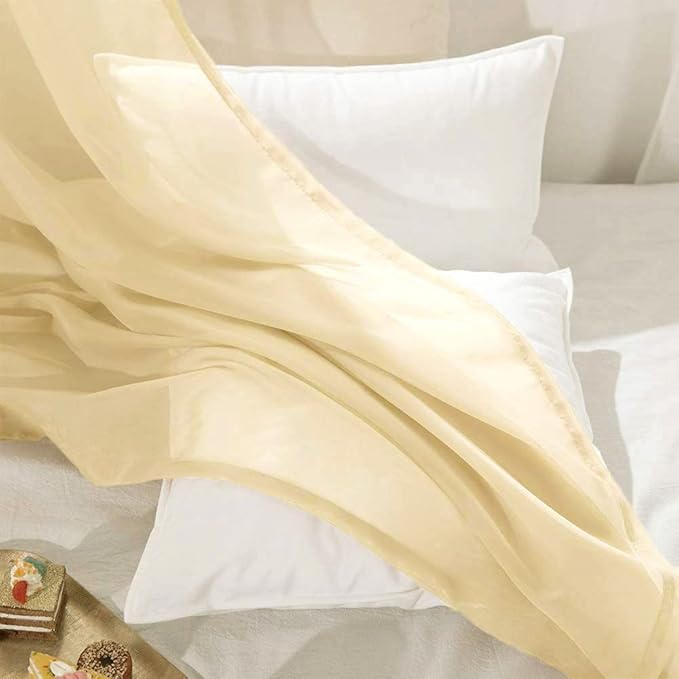 MIULEE Luxury Window Scarves for Party Ceremony Wedding Canopy Bed, Topper Window Treatment Swag Curtain Drapes, Sheer Curtain Scarf Valance for Window One Panel, 37 x 216 Inches Long, Cream Beige