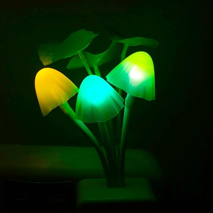 AUSAYE Sensor Night Light Plug Into Wall,Auto Night Lights Led 7 Colors Cute LED Lamp Mushroom Light for Kids,Mom,Bedroom,BathroomToilet,Hallway,Stairs,Kitchen Pack of 4