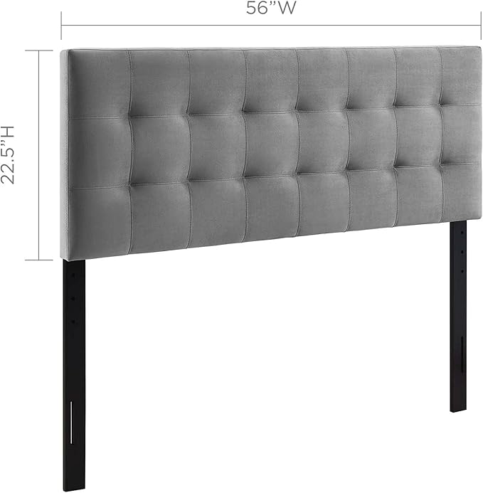 Modway Lily Biscuit Tufted Full Performance Velvet Headboard, Gray