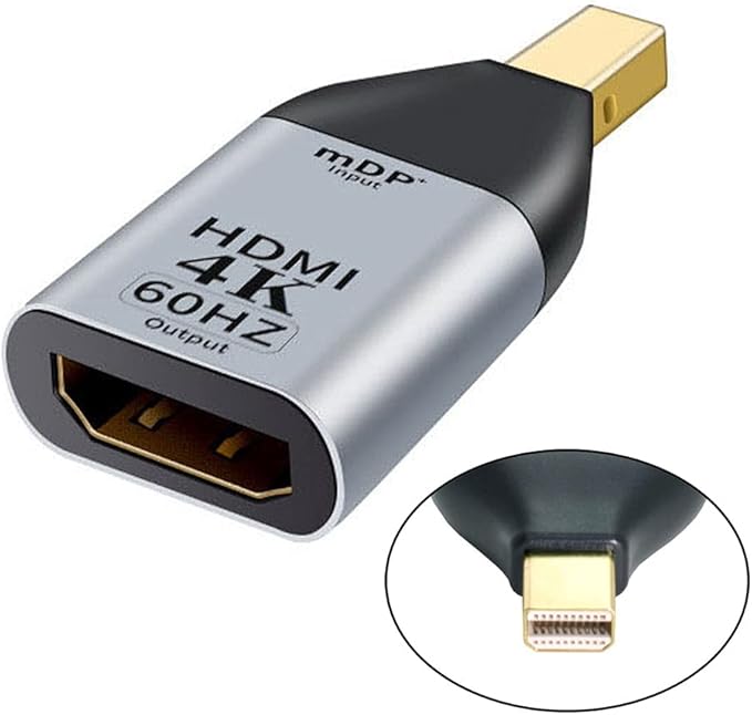 NFHK Mini DisplayPort DP Source to HDMI Sink Displays 4K@60hz Ultra HD Converter Adapter for Laptop Mac