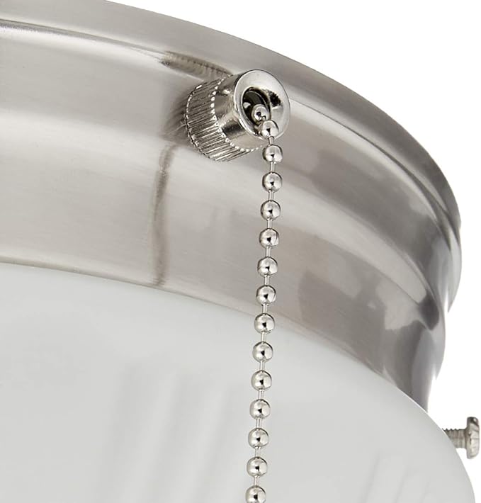 Westinghouse 6721000 Two-Light Flush-Mount Interior Ceiling Fixture with Pull Chain, Brushed Nickel Finish with Frosted Fluted Glass, Diameter: 8.75 Inches
