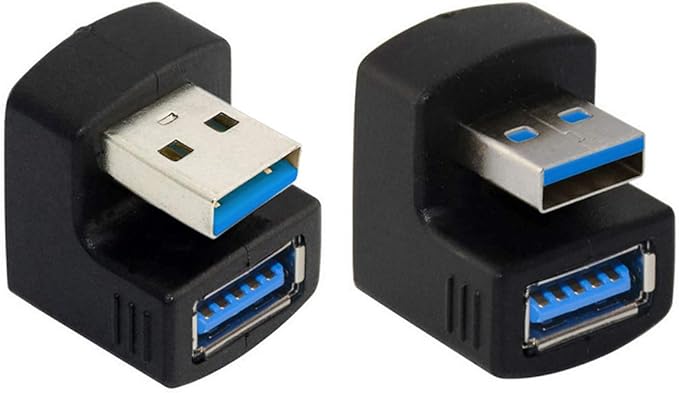 xiwai 1 Set Up & Down Angled USB 3.0 Adapter A Male to Female Extension 180 Degree 5Gbps