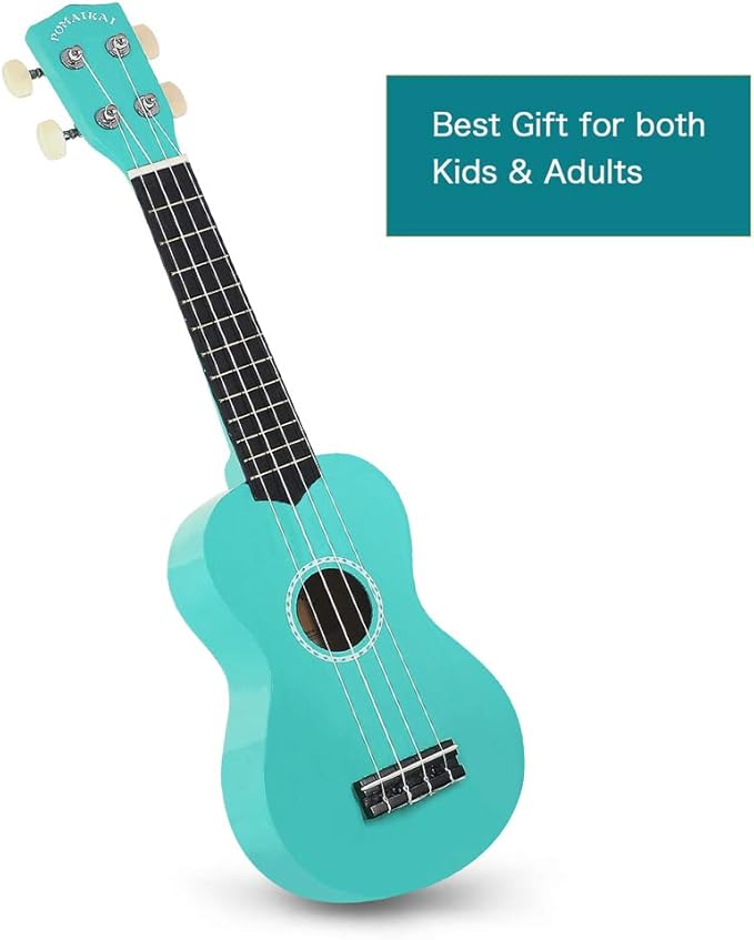 POMAIKAI Soprano Ukulele Starter Wood Ukele Hawaiian Guitar Ukelele 21" Beginner and Students (Blue)