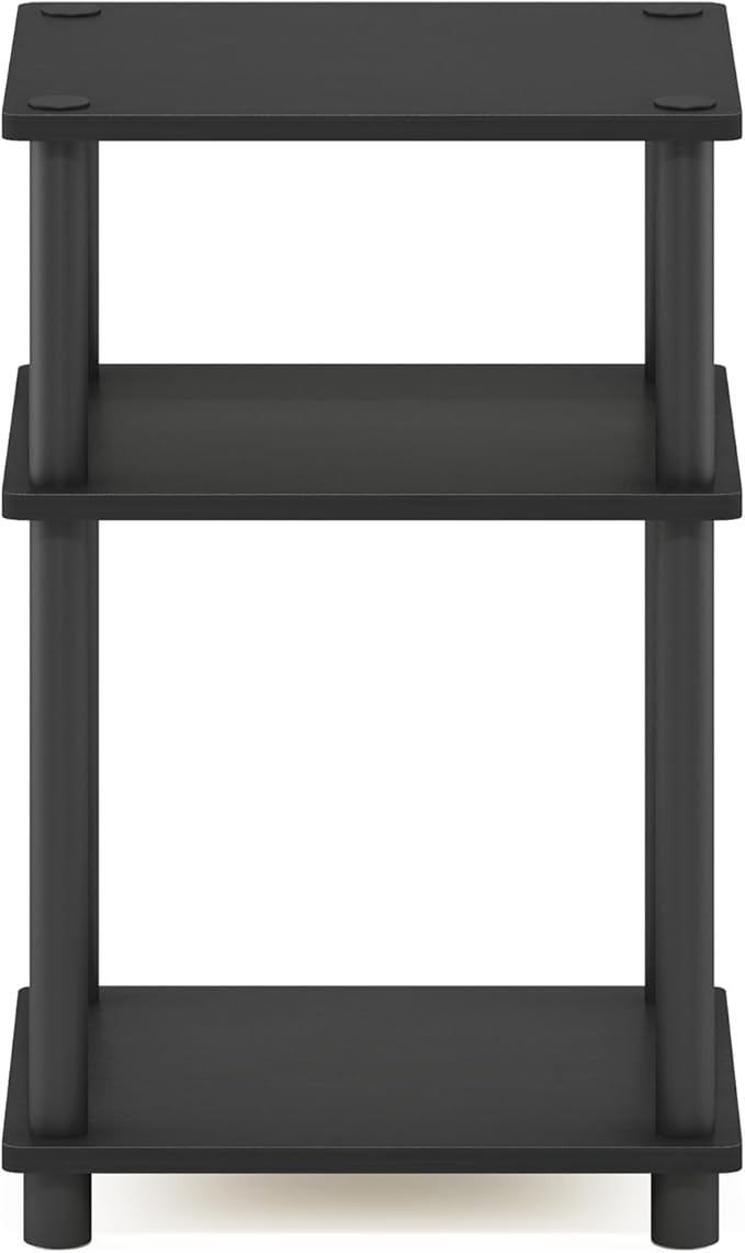 Furinno JUST Side Table, 3-Tier End Table, Open Shelves Night Stand, Bedside Table, Toolless Assembly, for Living Room, Bedroom, Bathroom, Americano