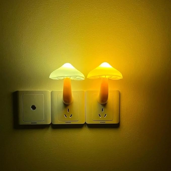 Night Lights Plug into Wall - 2-Pack Sensor LED Mushroom Light, Cute Energy Saving Mushroom Lamp for Kids Adults Living Room Bedroom Kitchen, Bathroom Toilet, Stairs, Hallway Corridor, Warm White
