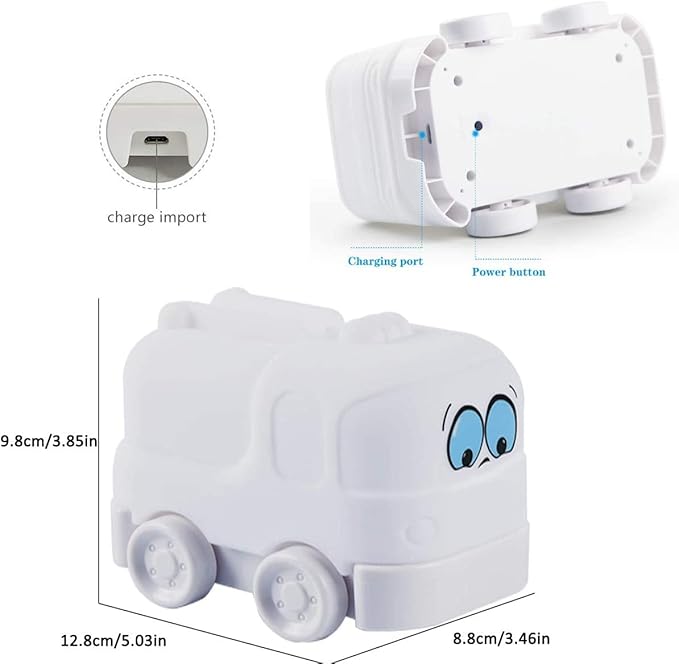 Night Light Kids with Cute Car Design Children's Room LED Bedside Lamp with Changeable RGB Colors Rechargeable Night Light Compatible with Touch Control & Remote Control - Fire Truck
