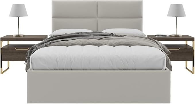 Vänt Upholstered Wall Panels - Queen/Full Size Wall Mounted Headboards - Zigrino Leather Oyster – Panel Size 30” Wide x 11.5” High - Pack of 4 Panels