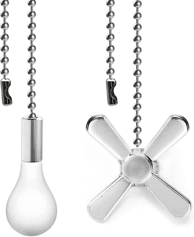 Ceiling Fan Chain Set - 2 Pcs Fan Pull Chains with 13.6 Inch Cord for Switch and Light