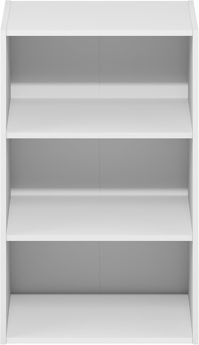 Furinno Basic Book Shelf, 3-Tier Bookshelf, Cube Storage Organizer Bookcase with Open Shelf, 11 x 17 x 26, for Living Room, Bedroom, Home Office, White