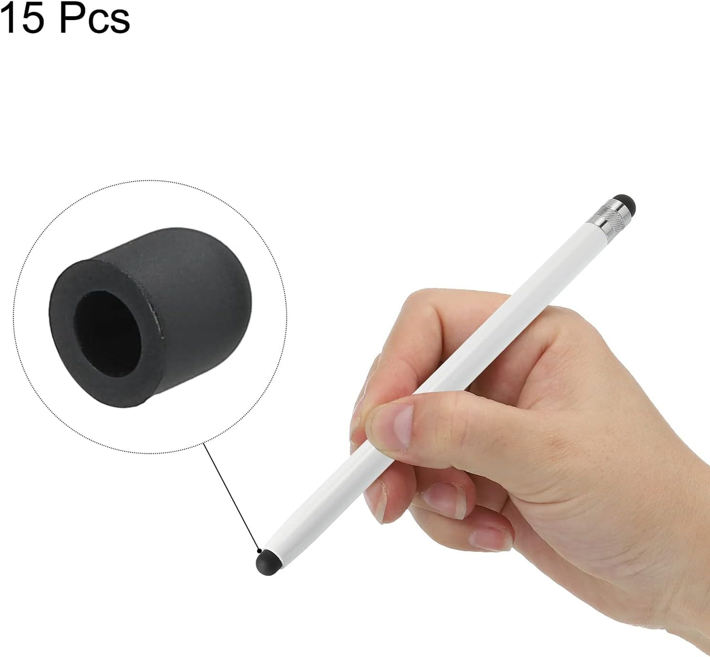 MECCANIXITY 15pcs 6mm Stylus Pen Fine Tips, Conductive Rubber Capacitive Touch Screen Pens for Universal Replacement