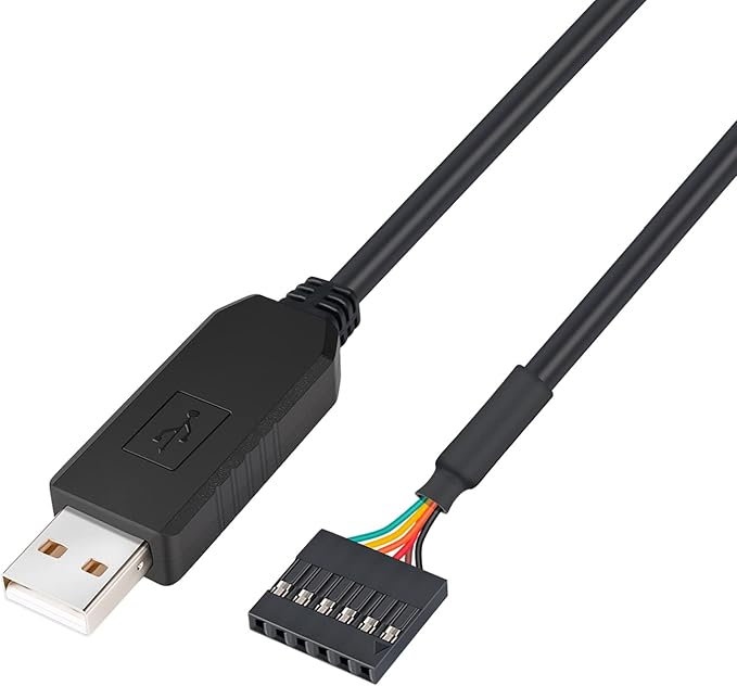 DTECH USB to TTL Serial 5V Adapter Cable with FTDI FT232RL Chip 6 Pin 0.1 inch Pitch Female Socket Header UART IC Windows 11 10 8 7 Linux MAC OS (6ft, Black)