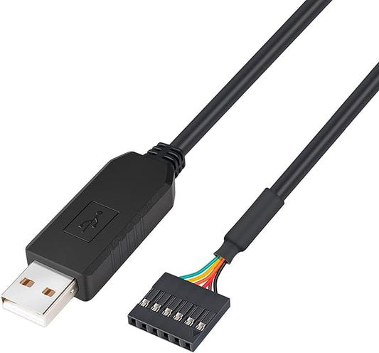 DTECH USB to TTL Serial 5V Adapter Cable with FTDI FT232RL Chip 6 Pin 0.1 inch Pitch Female Socket Header UART IC Windows 11 10 8 7 Linux MAC OS (6ft, Black)