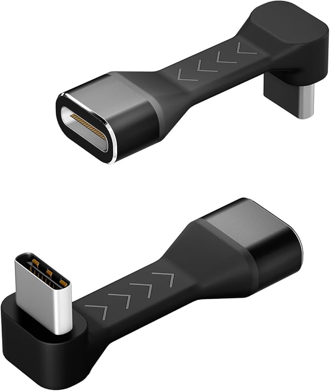 PeakDo USB-C Male to Female Adapter 90 Degree,18W Flexural USB Type C Adapter Extension for Steam Deck,ROG Ally,Switch,Laptop,Tablet and Mobile Phones,Supports 4K@60Hz,10Gbps Data Transfer(2 Pack)