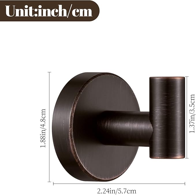 BigBig Home Bronze Towel Hooks, Bathroom Robe Hook Oil Rubbed, Bath Farmhouse Coat Clothes Hook Wall Mounted Rustic 4 Pack for Kitchen