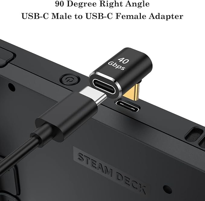 AuviPal USB C 90 Degree Adapter (2 Pack), Up and Down Right Angle L Shape USB Type C Male to Female Connector for Steam Deck, ROG Ally, MacBook, Tablet, Phone and More - Black