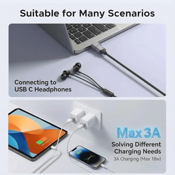 USB to USB C Adapter 10 Pack,USBC Female to USBA Male Adaptor,Mini Aluminum USB Adapters Data Transfer & Charging Converter for iPhone,Samsung Galaxy,Laptop,Charger,Car Play