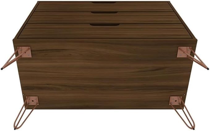 Manhattan Comfort Rockefeller 3 Drawer Dresser for Bedroom Storage, Nursery, Closet, Living Room, Entryway, TV Stand for Screens up to 32 Inches, Anti-Tip Kit Included, Set of 1, Brown