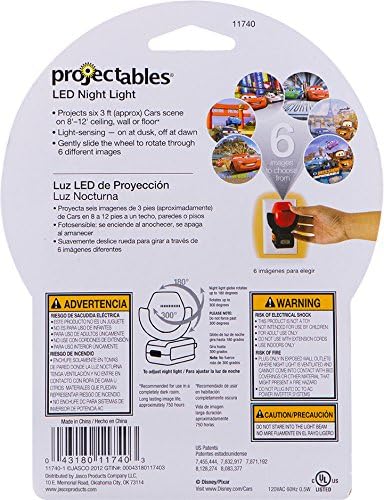 Projectables Pixar Cars LED Kids Night Light, Plug-In, Projector, Dusk-to-Dawn, Lightning McQueen, Galaxy Light, Hallway, Bedroom, Nursery, Playroom, Gaming Room, 11740